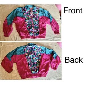 Vintage Westside Connection Pink Teal Abstract Colorblock Windbreaker Jacket L